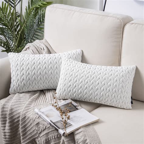 white throw pillows set of 2|2 pack decorative pillows.